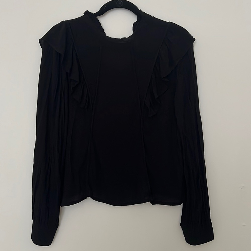 Lush Black Ruffle Blouse